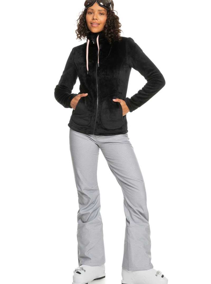 Toison Roxy Tundra Zip-Up Femme Noir | 142539PDZ