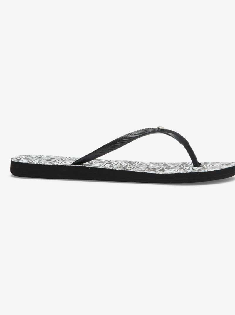 Tong Roxy Bermuda Sandals Femme Noir Noir Blanche | 436952YVJ