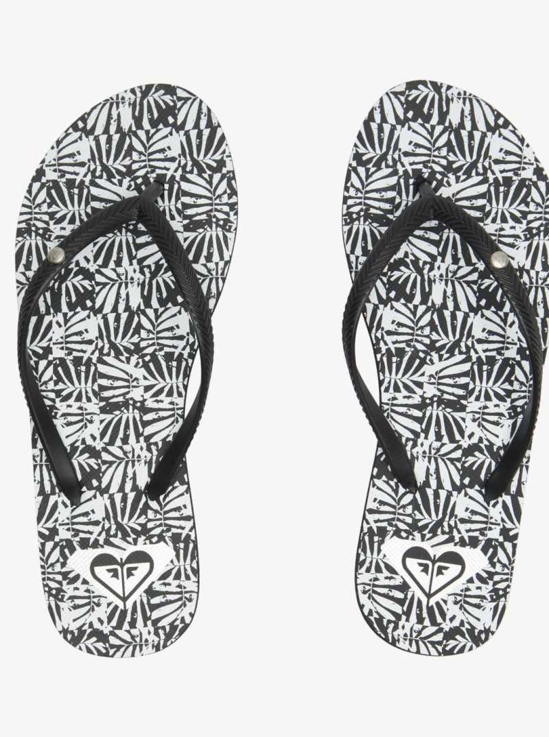 Tong Roxy Bermuda Sandals Femme Noir Noir Blanche | 436952YVJ