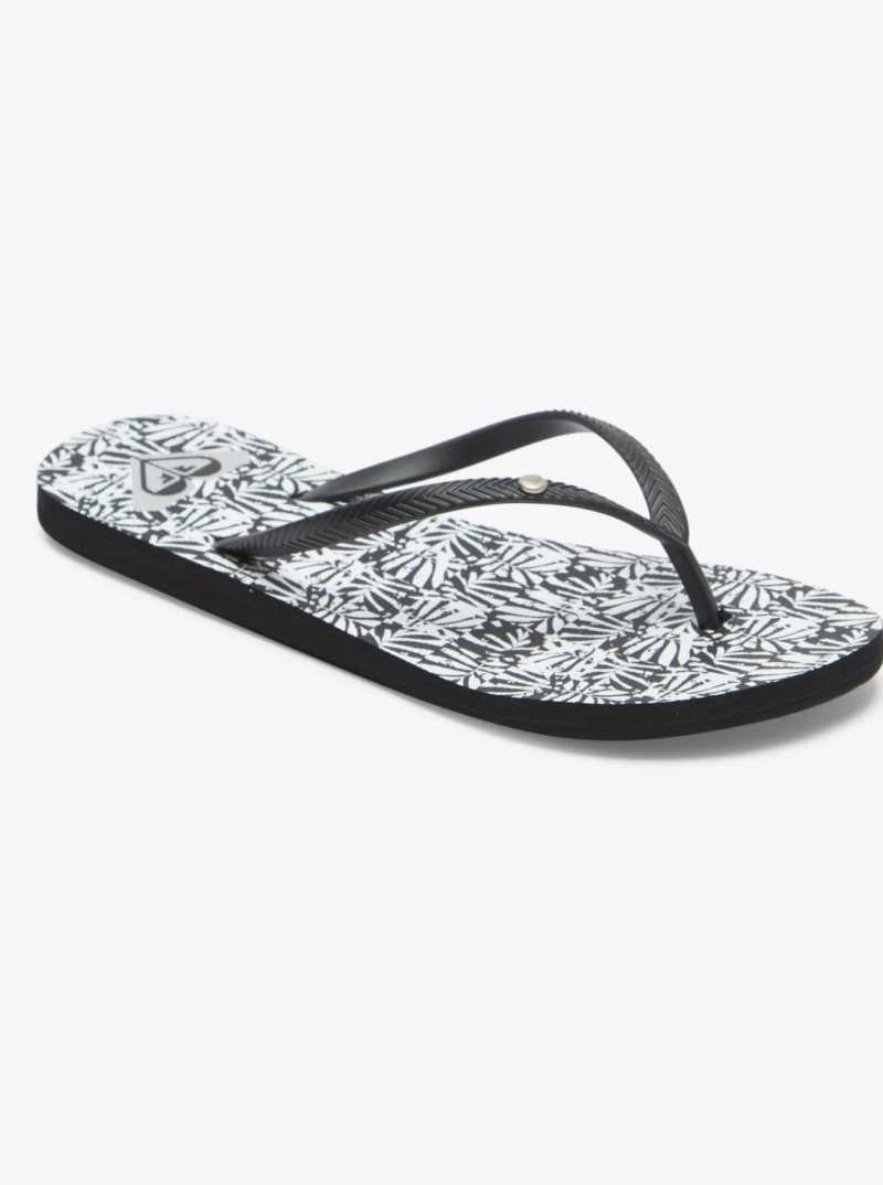 Tong Roxy Bermuda Sandals Femme Noir Noir Blanche | 436952YVJ