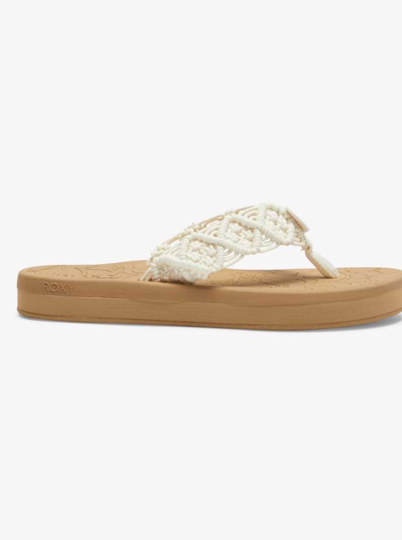 Tong Roxy Colbee Hawaii Crochet Sandals Femme Blanche | 953714DRQ