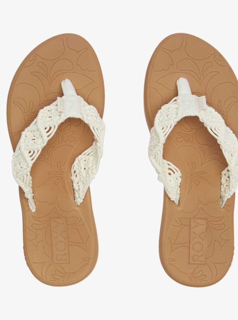 Tong Roxy Colbee Hawaii Crochet Sandals Femme Blanche | 953714DRQ