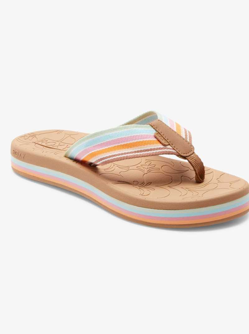 Tong Roxy Colbee Hi Sandals Femme Blanche Orange Rose | 417052PGM
