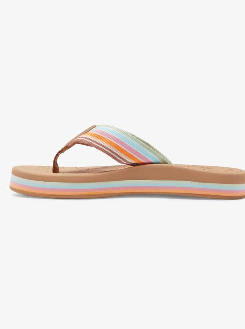 Tong Roxy Colbee Hi Sandals Femme Blanche Orange Rose | 417052PGM