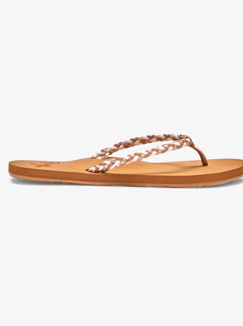 Tong Roxy Costas Femme Marron Doré | 349670QWI