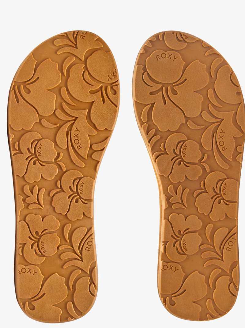 Tong Roxy Costas Femme Marron Doré | 349670QWI