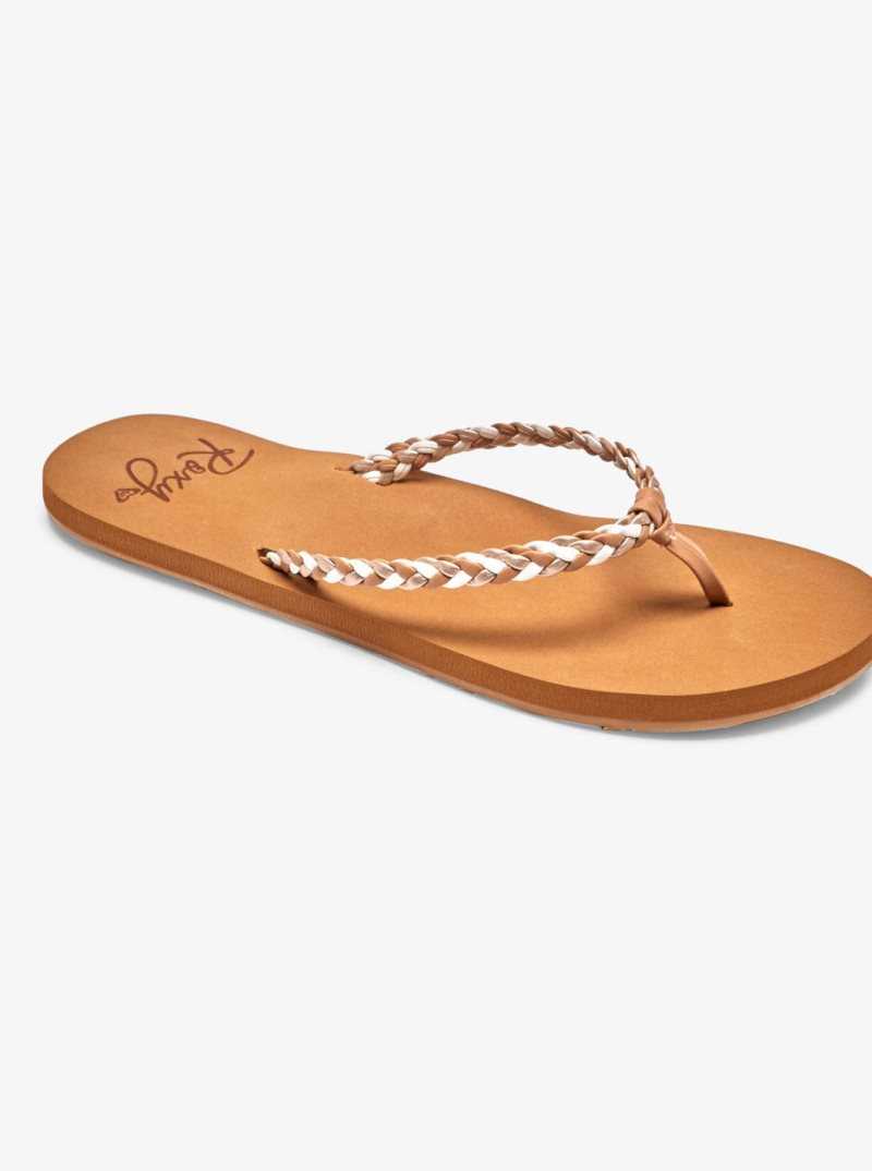 Tong Roxy Costas Femme Marron Doré | 349670QWI