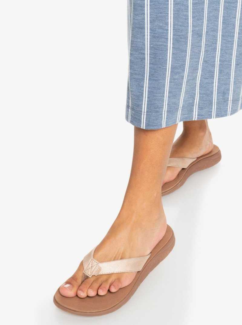 Tong Roxy Lizzie Sandals Femme Marron | 591207MJY