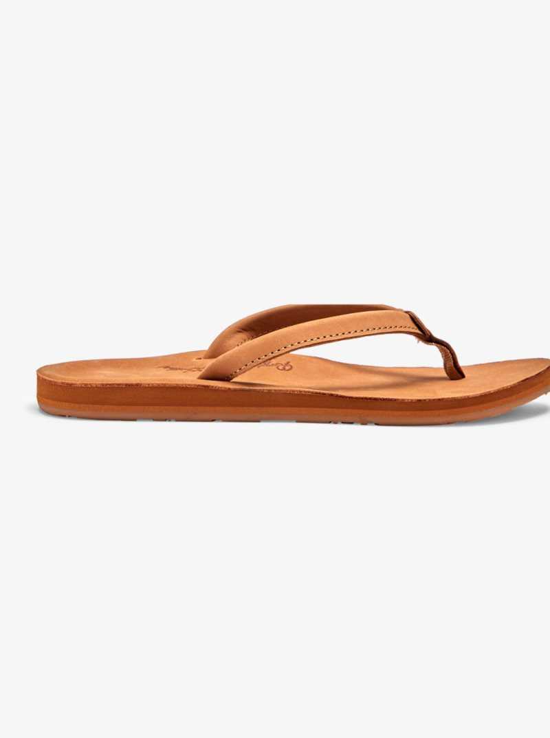 Tong Roxy Lorraine Slim Sandals Femme Marron | 397082OYC