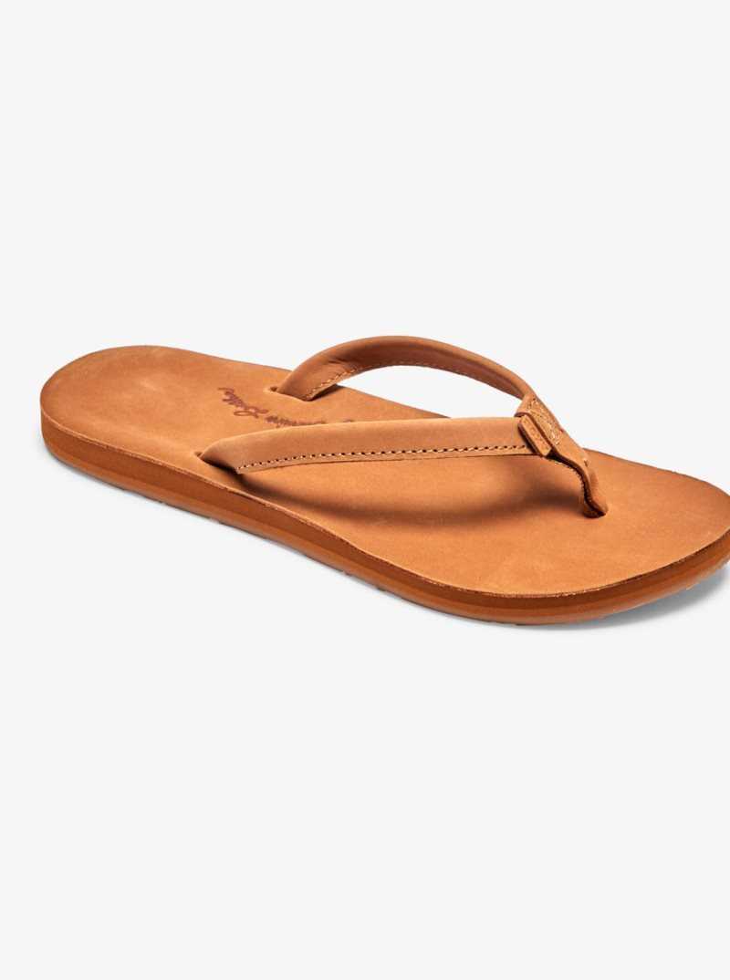 Tong Roxy Lorraine Slim Sandals Femme Marron | 397082OYC