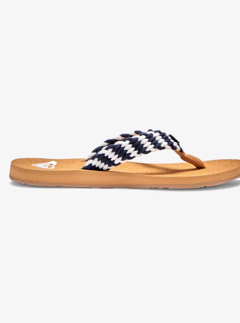Tong Roxy Porto Femme Bleu Marine Blanche | 384692LOQ