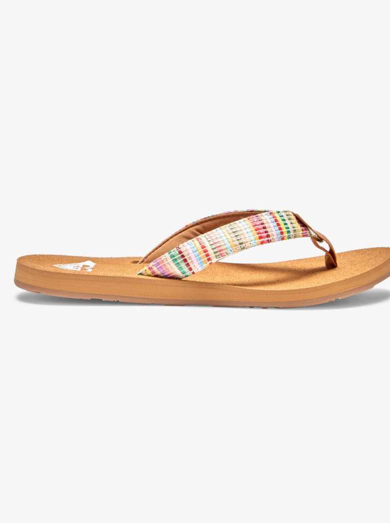 Tong Roxy Porto Raffia Femme Multicolore | 320156ASK