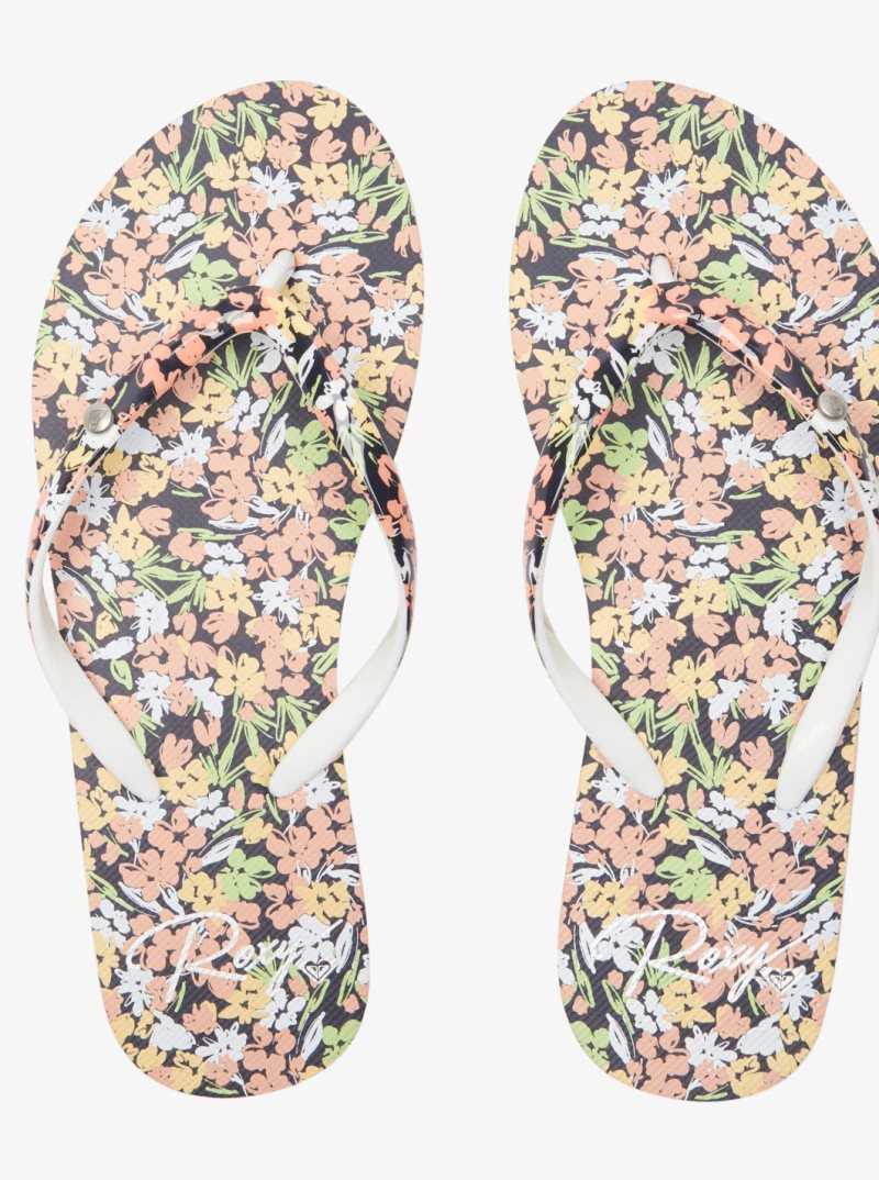 Tong Roxy Portofino Femme Bleu Marine Vert | 483625EYP
