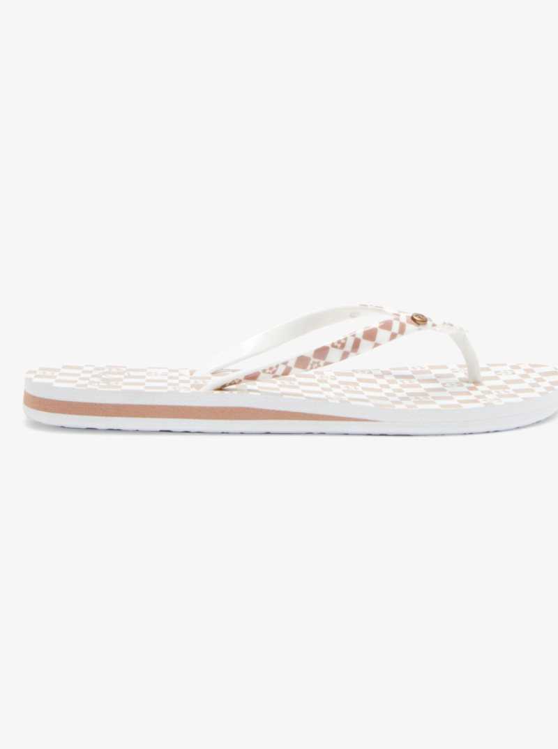 Tong Roxy Portofino Femme Marron Blanche | 653148DMX