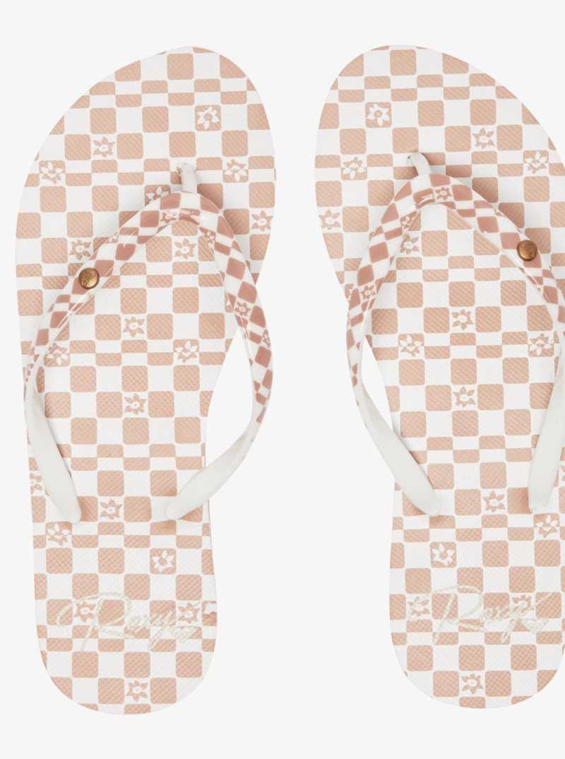 Tong Roxy Portofino Femme Marron Blanche | 653148DMX