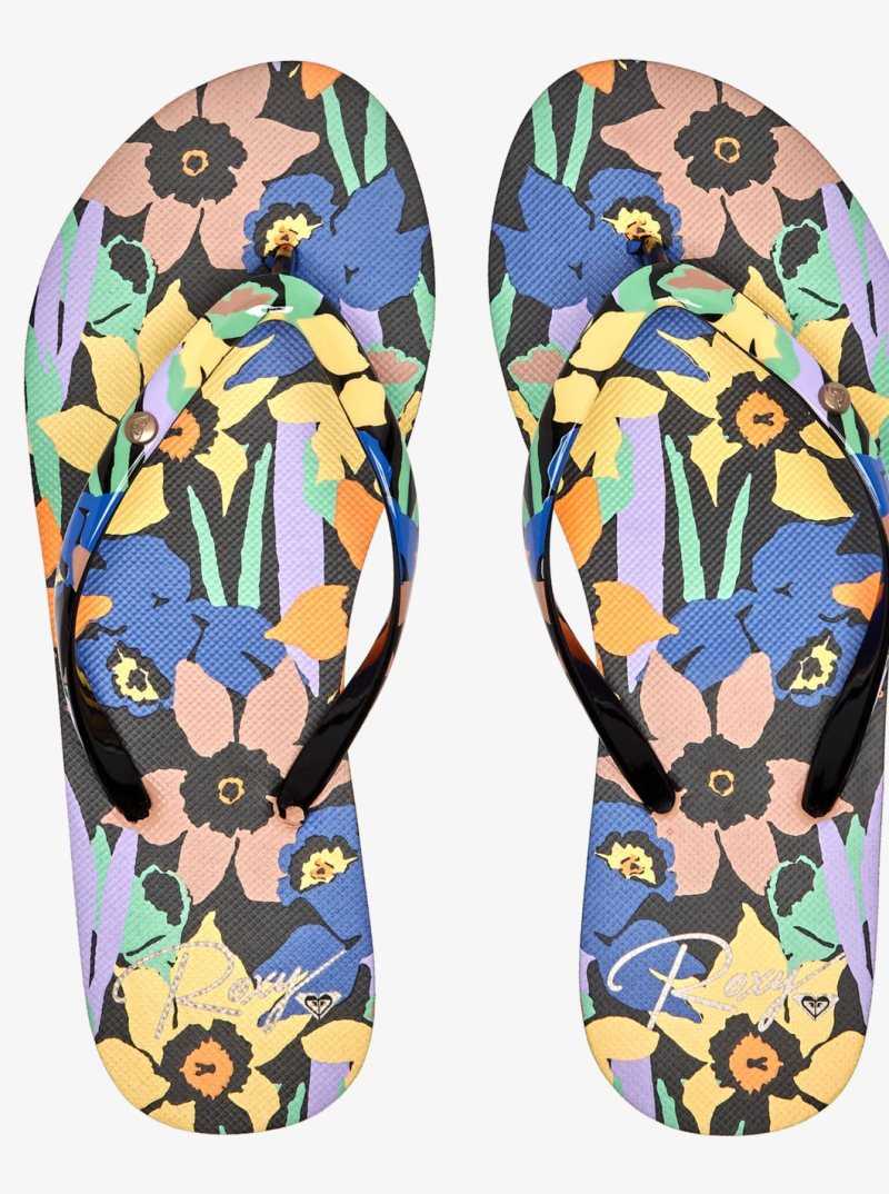 Tong Roxy Portofino Femme Noir Multicolore | 934176JEF