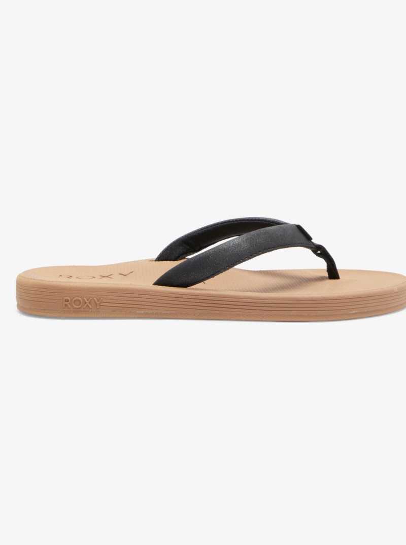 Tong Roxy Solana Sandals Femme Noir | 723695OSR