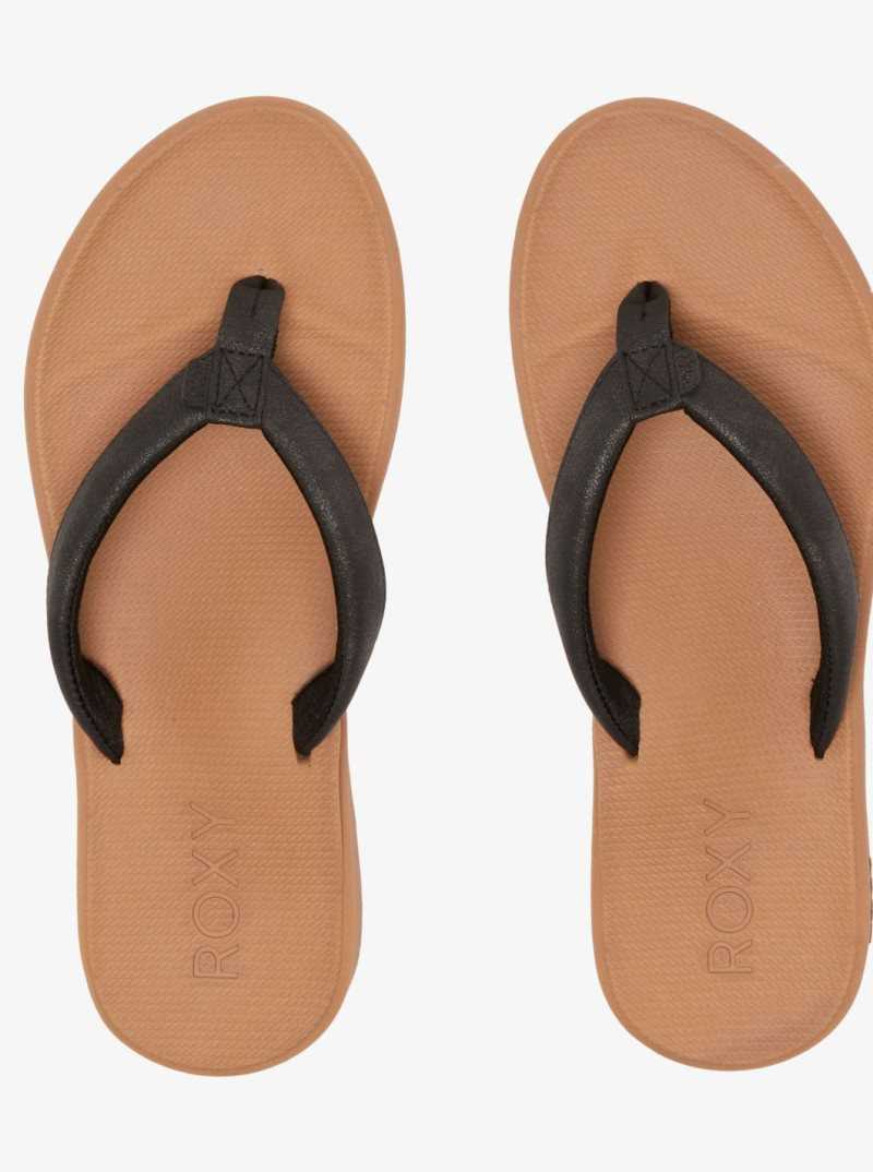 Tong Roxy Solana Sandals Femme Noir | 723695OSR
