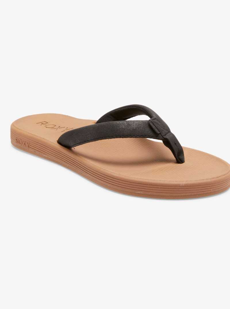 Tong Roxy Solana Sandals Femme Noir | 723695OSR