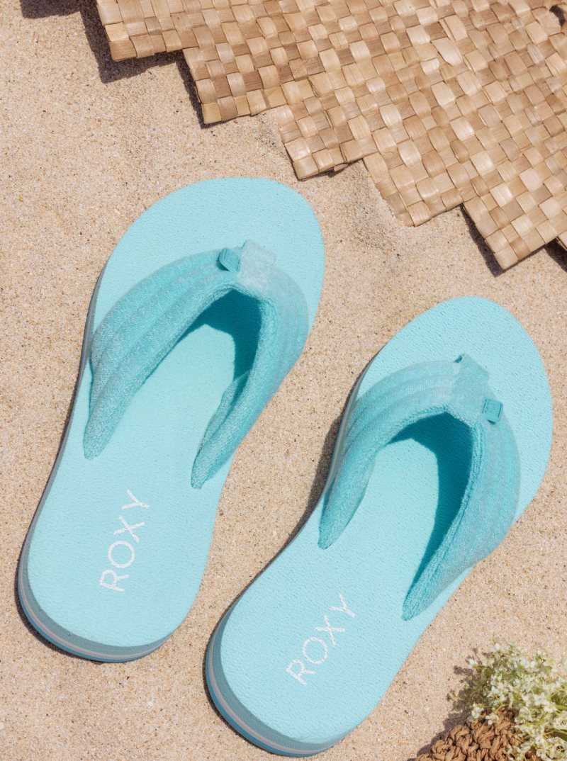 Tong Roxy Surf Check Sandals Femme Turquoise Clair | 632458NFK