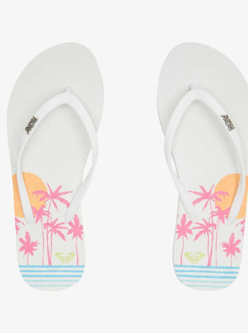Tong Roxy Viva Stamp Femme Blanche | 638024YHA