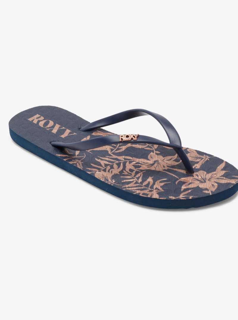 Tong Roxy Viva Stamp Femme Bleu Foncé | 962571CPU