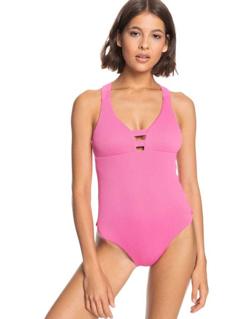 Une pièce Roxy Love Rib Asia Swimsuit Femme Rose | 570321AXS