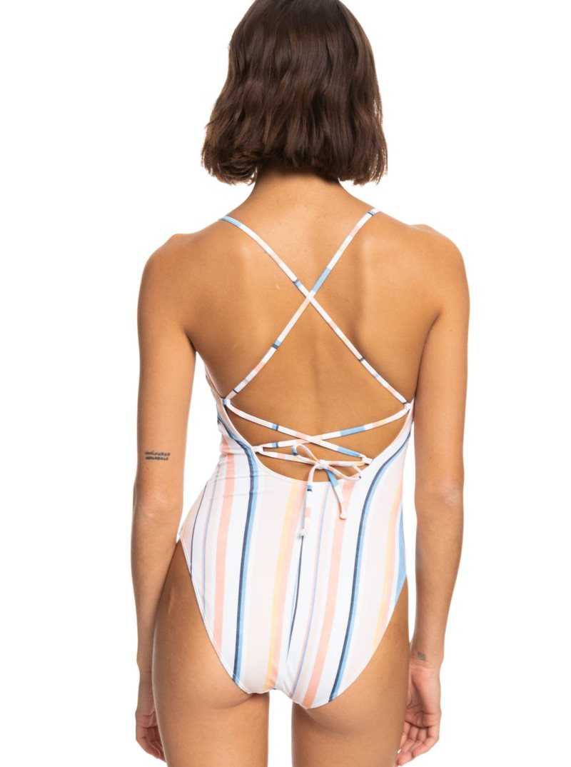 Une pièce Roxy Printed Beach Classics Swimsuit Femme Corail Marron | 812654EBF