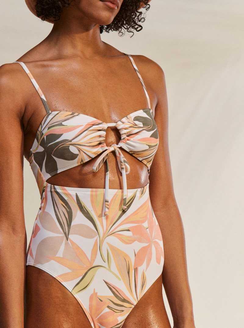 Une pièce Roxy Printed Beach Classics Swimsuit Femme Blanche | 905673HGI