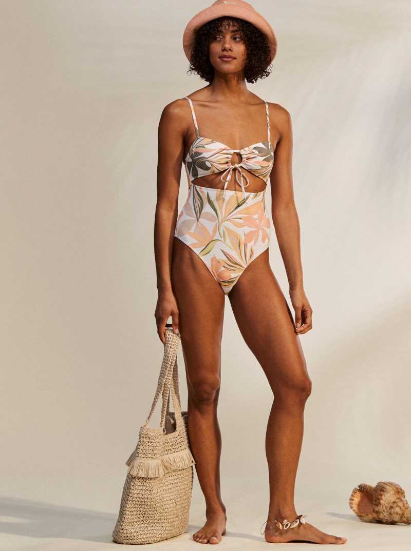 Une pièce Roxy Printed Beach Classics Swimsuit Femme Blanche | 905673HGI