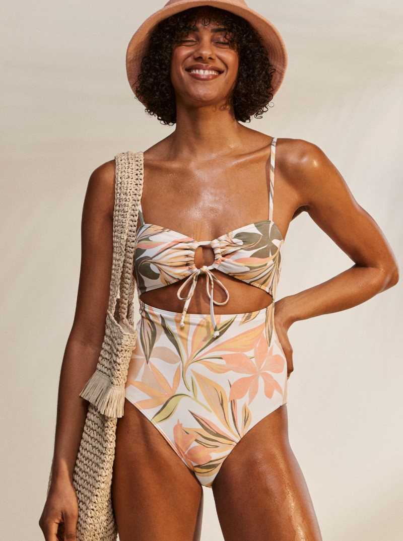 Une pièce Roxy Printed Beach Classics Swimsuit Femme Blanche | 905673HGI