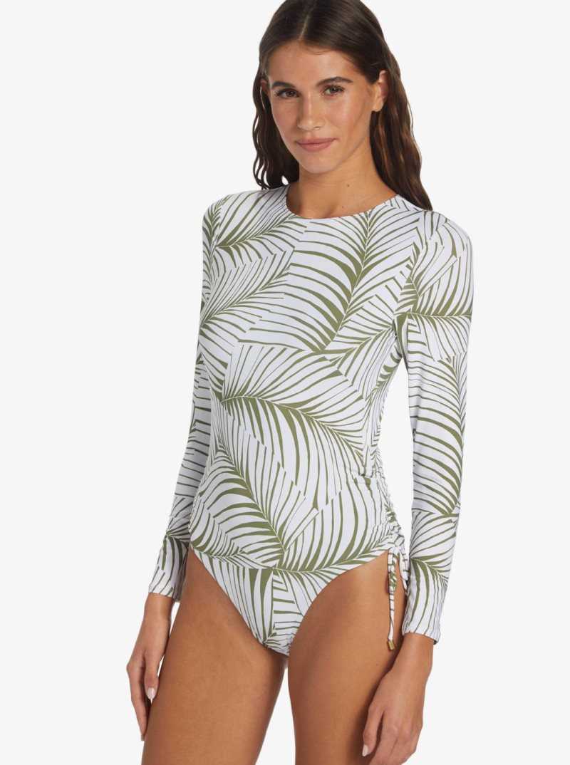 Une pièce Roxy Warm Sand Onesie Active Cropped UPF 50 Long Sleeve Rashguard Femme | 214596CEA