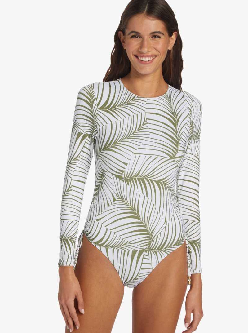 Une pièce Roxy Warm Sand Onesie Active Cropped UPF 50 Long Sleeve Rashguard Femme | 214596CEA