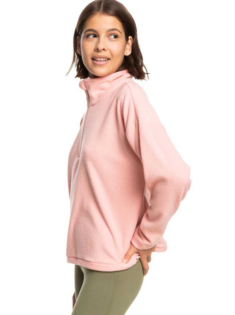 Vestes Roxy Feel It Too Half Zip Technical Fleece Pullover Femme Rose | 809541CYB