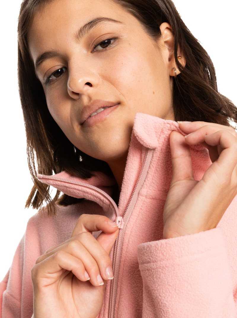 Vestes Roxy Feel It Too Half Zip Technical Fleece Pullover Femme Rose | 809541CYB