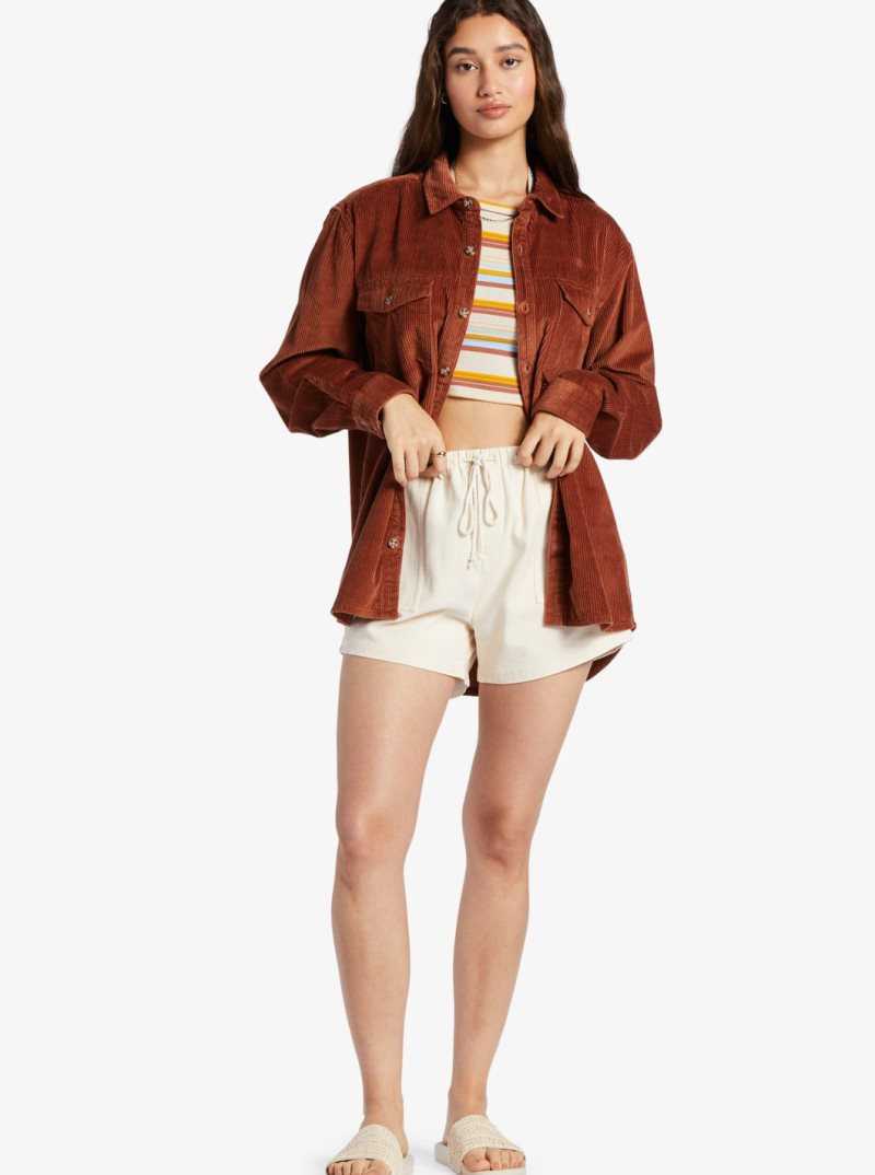 Vestes Roxy Let It Go Long Sleeve Corduroy Shirt Femme | 836015ZWB