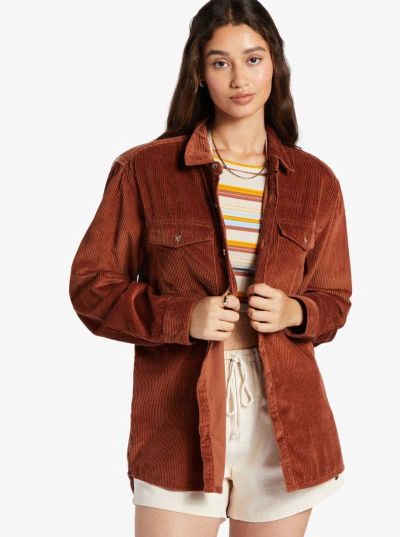 Vestes Roxy Let It Go Long Sleeve Corduroy Shirt Femme | 836015ZWB