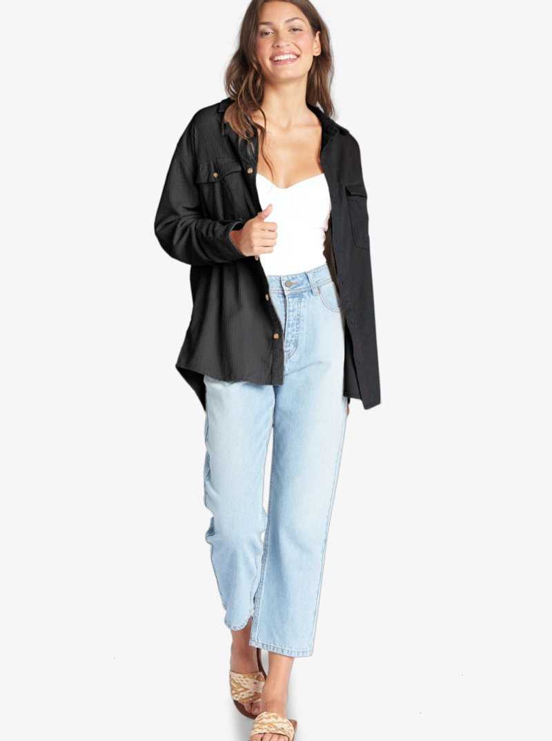 Vestes Roxy Let It Go Long Sleeve Corduroy Shirt Femme Grise Foncé | 923167JMC