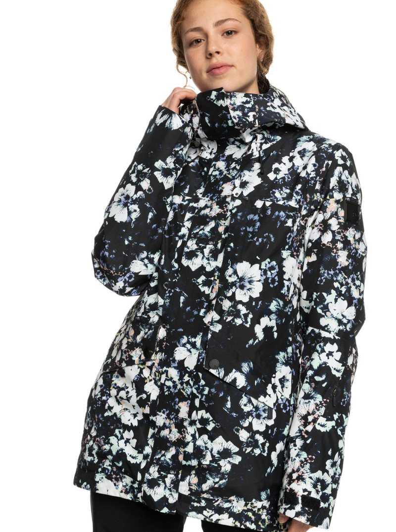 Vestes Snowboard Roxy GORE-TEX Glade Printed Insulated Femme Noir | 924675TWG