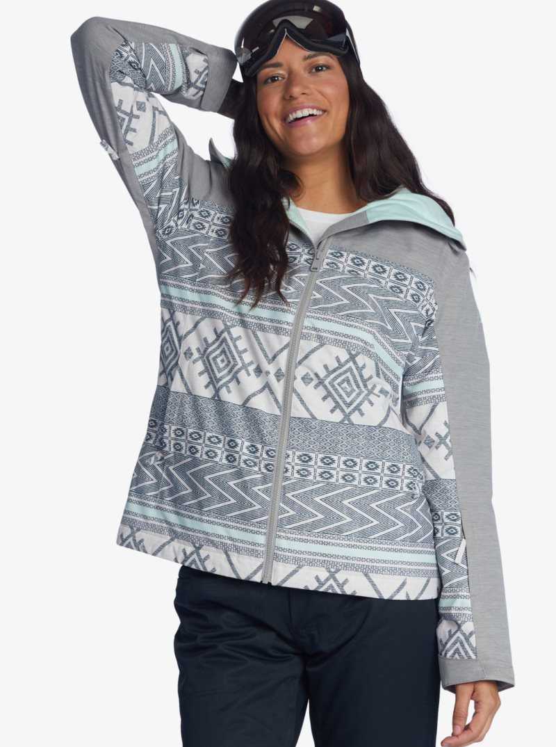 Vestes Snowboard Roxy Galaxy Print Block Technical Femme Grise Foncé | 045179SIU