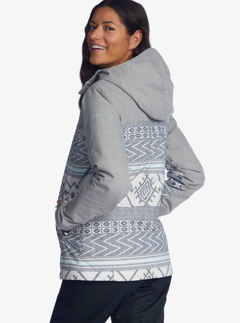 Vestes Snowboard Roxy Galaxy Print Block Technical Femme Grise Foncé | 045179SIU