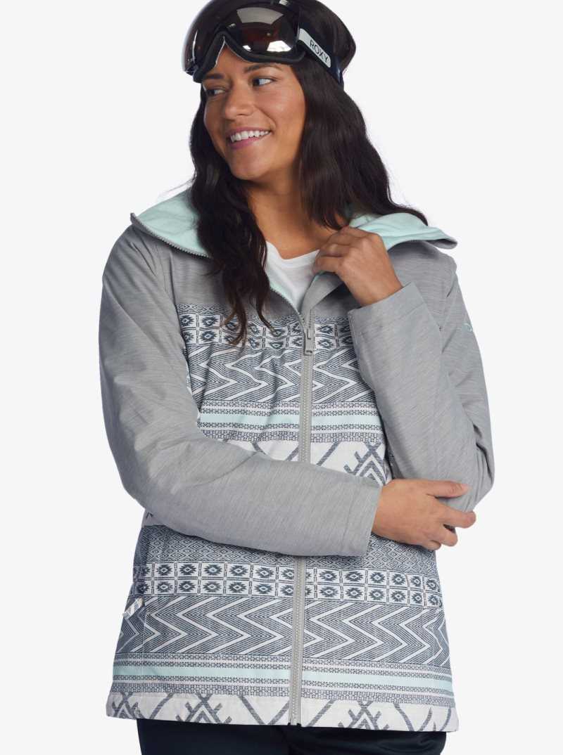 Vestes Snowboard Roxy Galaxy Print Block Technical Femme Grise Foncé | 045179SIU