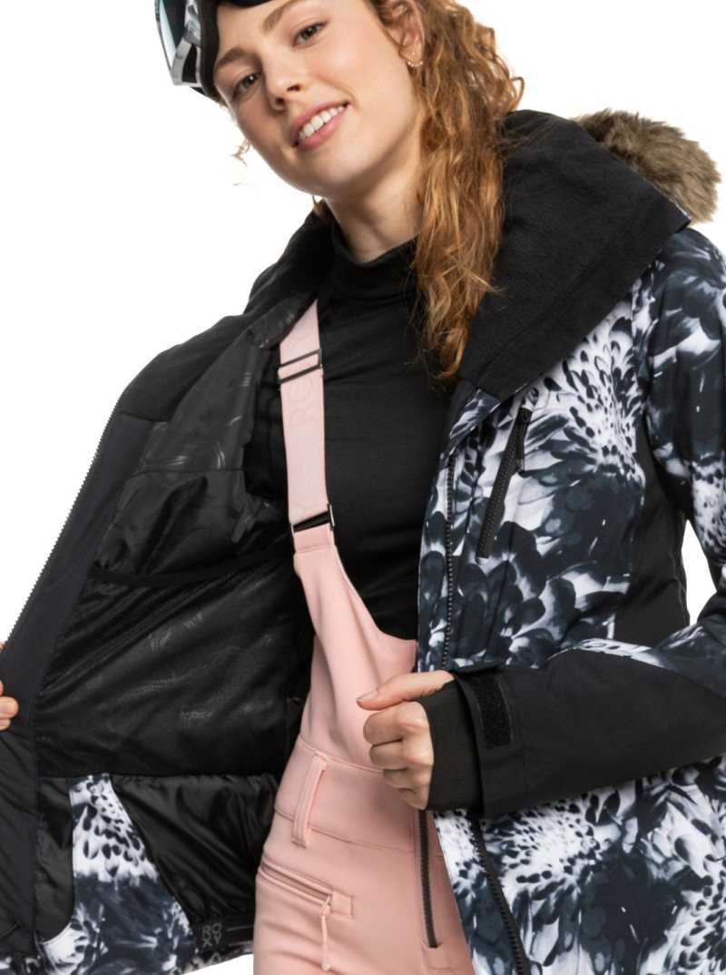 Vestes Snowboard Roxy Jet Ski Premium Insulated Femme Noir Fleur | 503641CIO