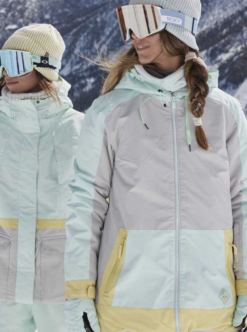 Vestes Snowboard Roxy Ravine Insulated Femme Grise Violette | 329605OAS