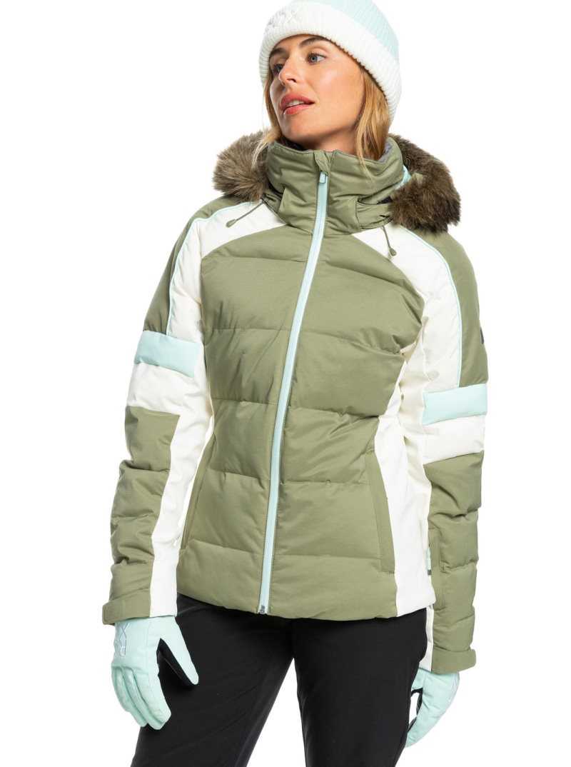 Vestes Snowboard Roxy Snow Blizzard Insulated Femme Vert Foncé | 927485NBR