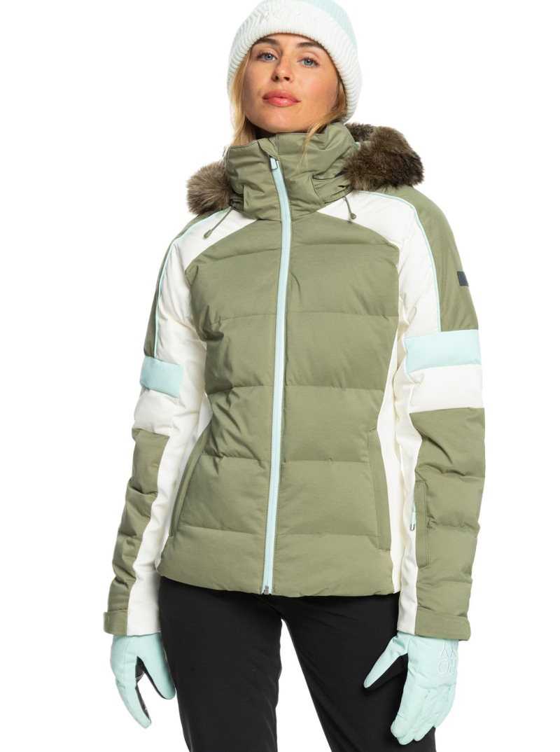 Vestes Snowboard Roxy Snow Blizzard Insulated Femme Vert Foncé | 927485NBR