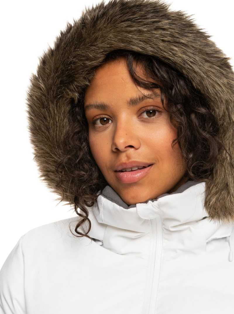 Vestes Snowboard Roxy Snow Storm Insulated Femme Blanche | 843176FQO