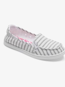 Baskets Roxy Minnow Slip On Femme Blanche Noir | 405271ZOI