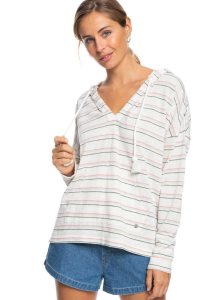 Chandails En Molleton Roxy Paddle Out Stripe Hoodie Femme Blanche | 096514HUJ