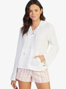 Chandails En Molleton Roxy Pearling Oversized Poncho Style Hoodie Femme Blanche | 817430NWU